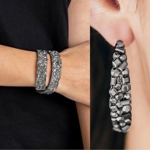 Crushed Rocks Wrap Bracelet & Earrings Combo